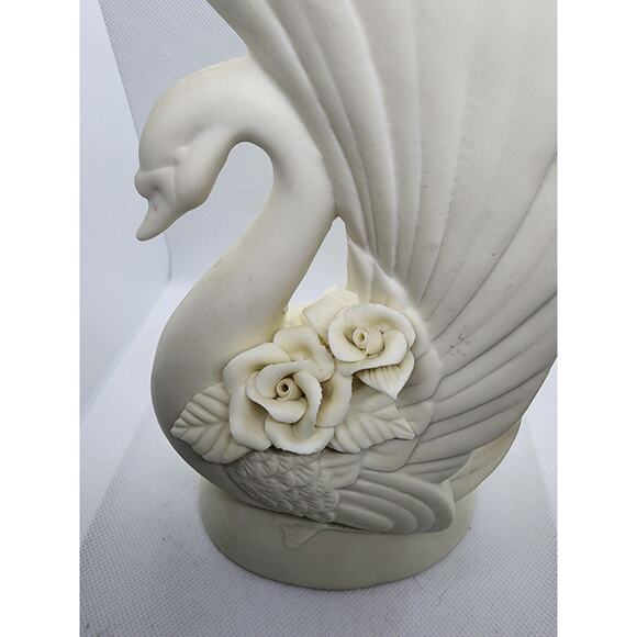 Vase-Vintage-Porcelain Bisque-Ivory-Swan-Art Deco Style-8.25" - Picture 7 of 16